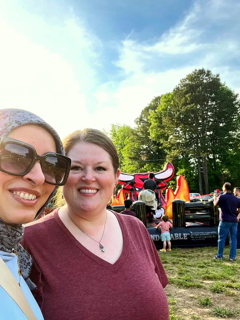 Crowd selfie at golden hour