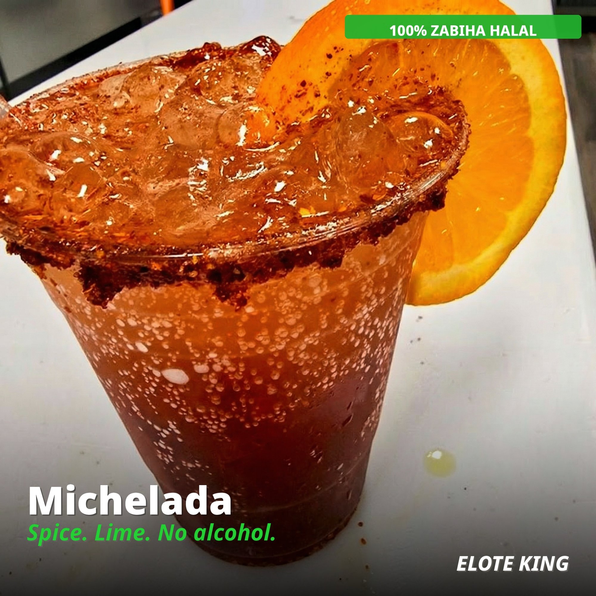 Elote King halal michelada — zero alcohol, full Mexican flavor